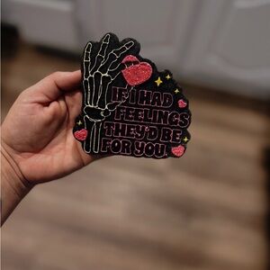 Skeleton Hand Patch with Pink Hearts